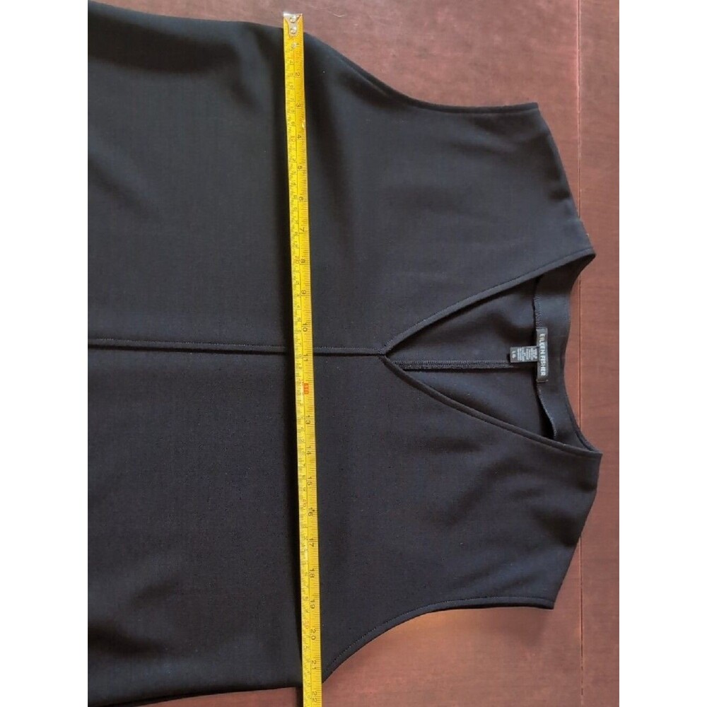 Eileen Fisher | Flex Tencel Ponte Dress | Sleeveless V- Neck | Black | L - Picture 6 of 8
